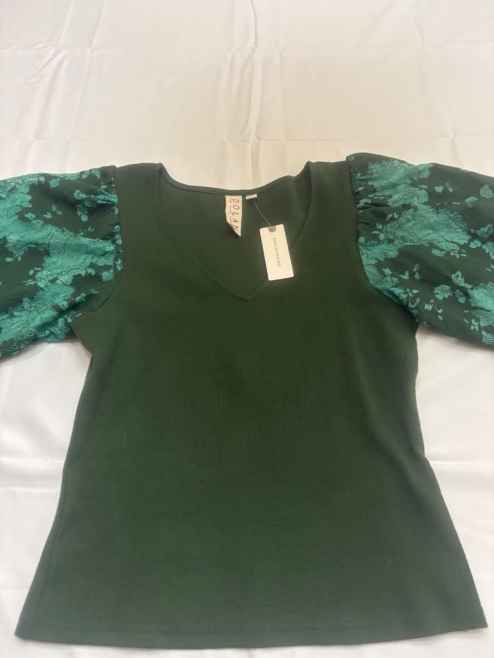 Anthropologie Dolan Left Coast Puff Lace Short Sleeve Women Small Green New